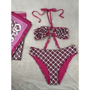 Liu Jo Bikini Swimwear Set With Monogram Logo Women's Medium Sarong 55X35" READ‎